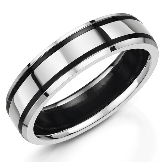 7mm Silver/Zirconium Ring | WR Bullen Norwich Jeweller | Buy UK Jewellery Online | Est. 1887