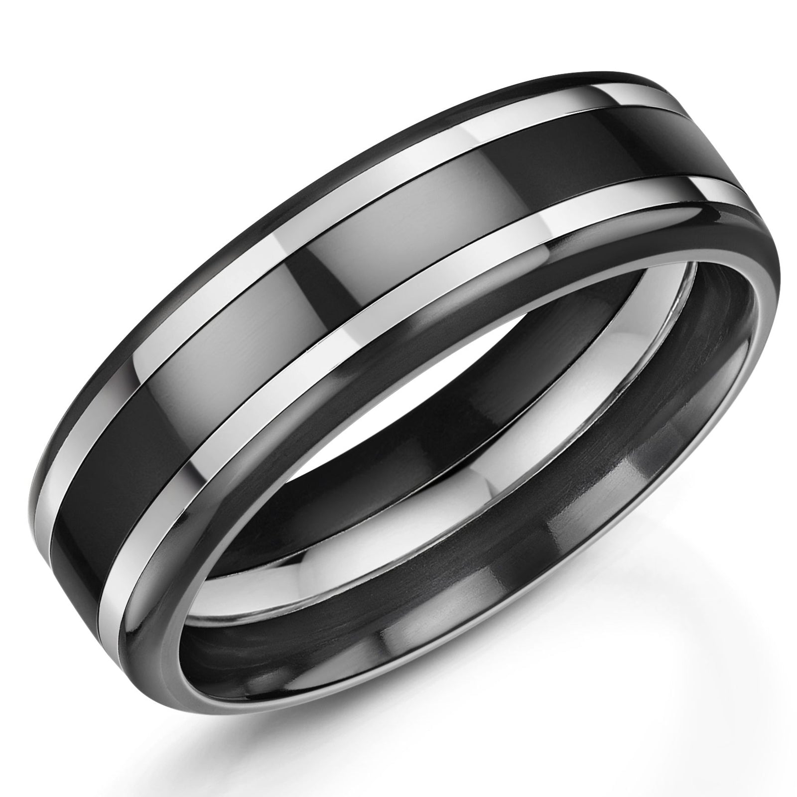 7mm Zirconium/Silver Ring | WR Bullen Norwich Jeweller | Buy UK Jewellery Online | Est. 1887
