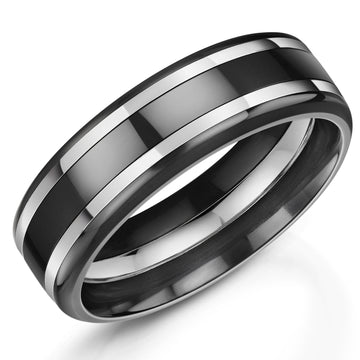 7mm Zirconium/Silver Ring | WR Bullen Norwich Jeweller | Buy UK Jewellery Online | Est. 1887