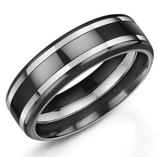 7mm Zirconium/Silver Ring | WR Bullen Norwich Jeweller | Buy UK Jewellery Online | Est. 1887