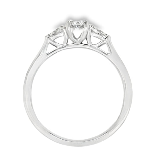 Platinum Diamond Oval & Pear Cut 0.48ct Trilogy Ring