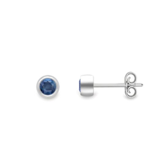 9ct White Gold 4mm Sapphire Stud Earrings