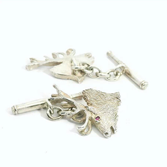 Silver Roaring Stag and Telescope Cufflinks