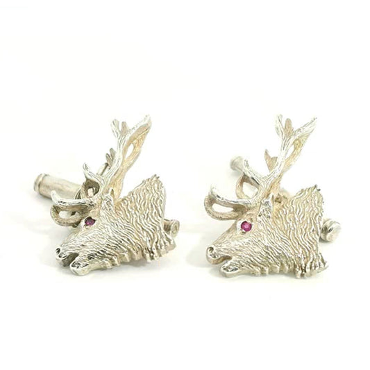Silver Roaring Stag and Telescope Cufflinks