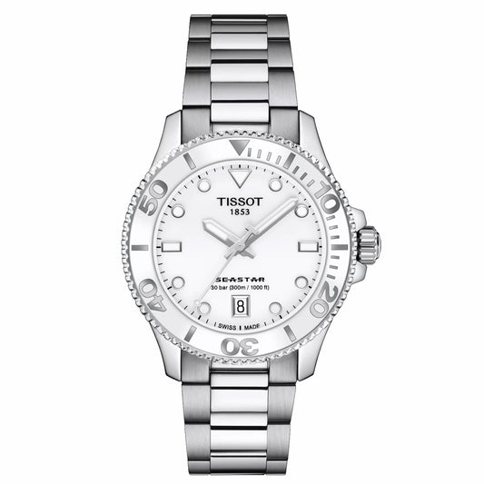 Tissot Ladies Seastar 36mm White Dial Quartz Watch T120.210.11.011.00