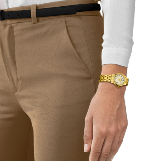 Tissot Ladies Gold Tone Classic Dream Ivory Dial Bracelet Watch T1292103326300