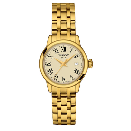 Tissot Ladies Gold Tone Classic Dream Ivory Dial Bracelet Watch T1292103326300