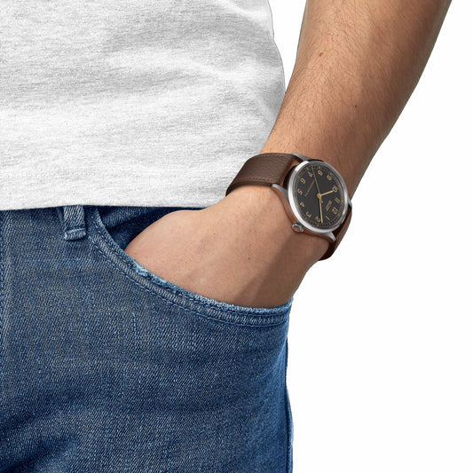 Tissot Gents Heritage 1938 Anthracite Dial Brown Strap Automatic Watch T1424641606200