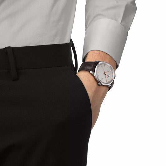 Tissot Gents PR100 Brown Strap Silver Dial Quartz Watch T150.410.16.031.00