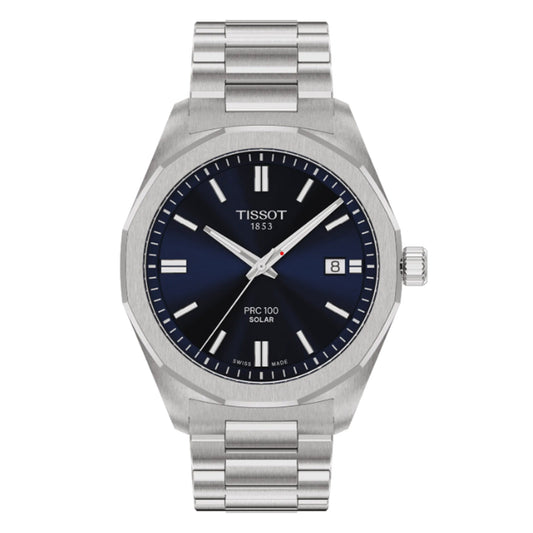 Tissot Gents PRC100 Solar Powered Blue Dial Watch T1514221104100