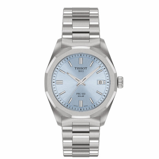 Tissot Midsize PRC 100 34mm Ice Blue Dial Solar Powered Watch T1518221135100