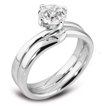 18ct White Gold Shaped Wedding Ring