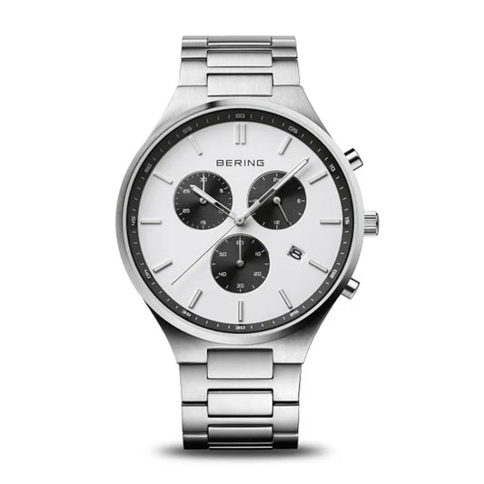 BERING TITANIUM CHRONO WHITE/BLACK DIAL11743-704 - Supplied By: WR Bullen Norwich