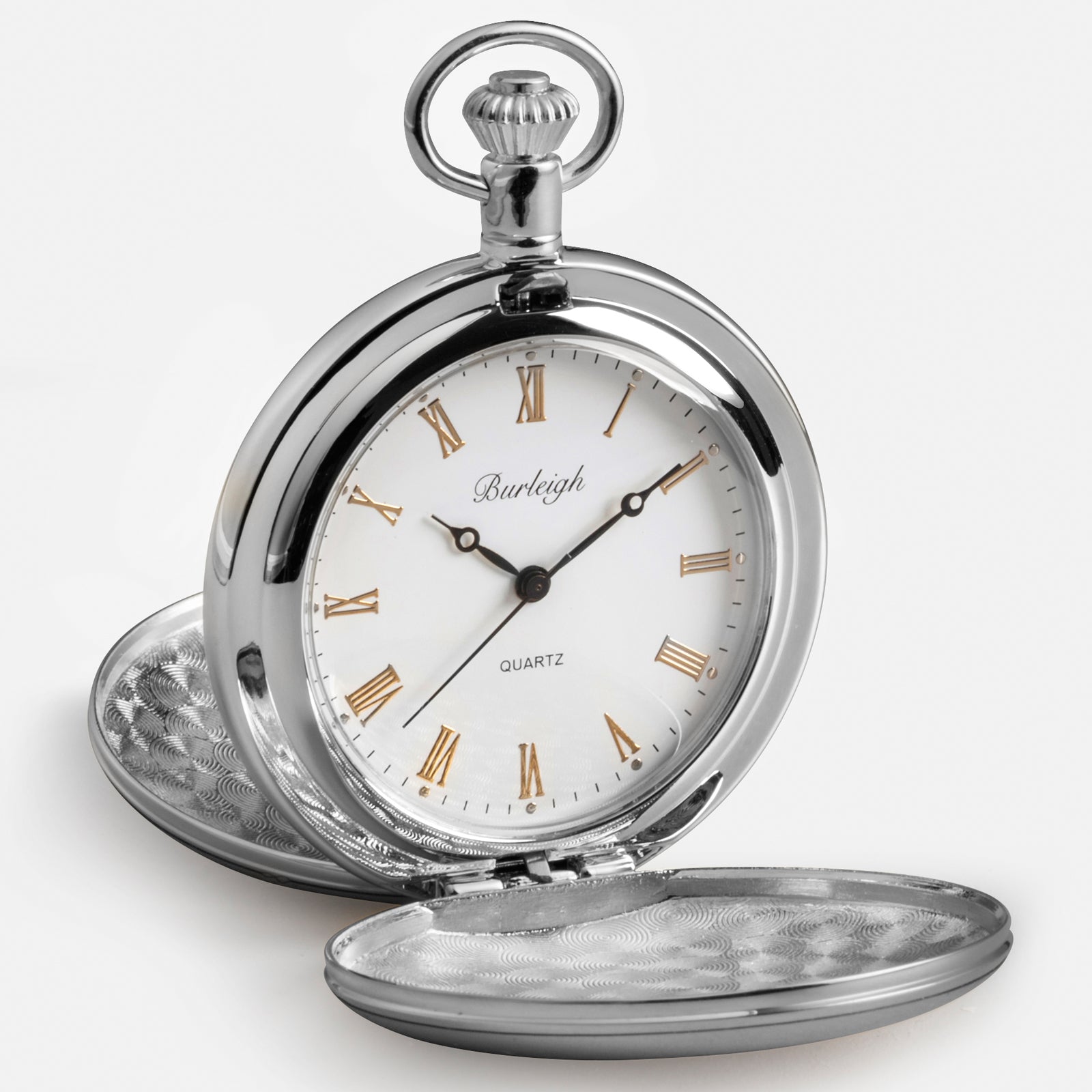 CHROME QUARTZ FULL HUNTER PHOTO POCKET WATCH - Supplied By: WR Bullen Norwich