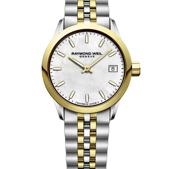 RAYMOND WEIL LADIES FREELANCER TWO-TONE MOTHER OF PEARL DIAL QUARTZ WATCH 5626-STP-97021 - Supplied By: WR Bullen Norwich