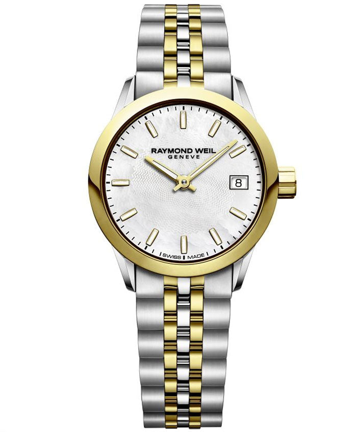 RAYMOND WEIL LADIES FREELANCER TWO-TONE MOTHER OF PEARL DIAL QUARTZ WATCH 5626-STP-97021 - Supplied By: WR Bullen Norwich