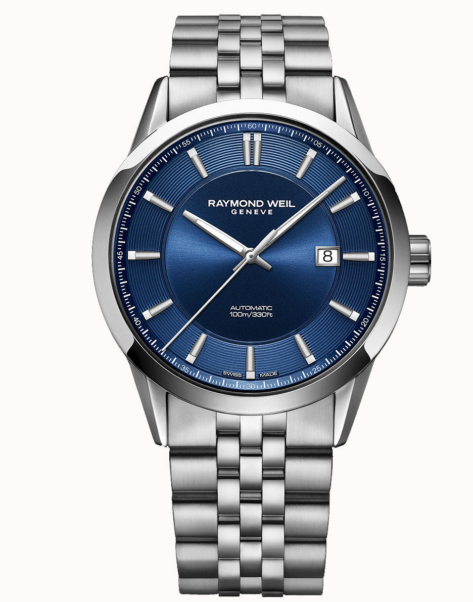 RAYMOND WEIL GENTS FREELANCER BLUE DIAL 100M WATER RESISTANT AUTOMATIC WATCH 2731-ST-50001 - Supplied By: WR Bullen Norwich