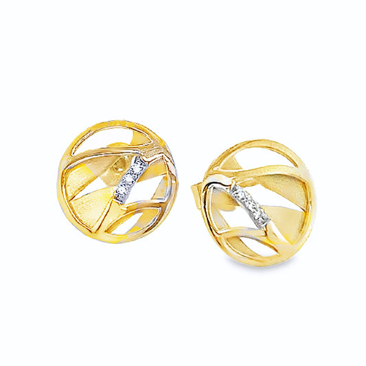 9ct Yellow Gold Diamond 0.03ct Open Circle Stud Earrings