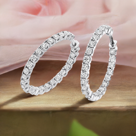 18ct White Gold  Diamond 1.00ct Hoop Earrings