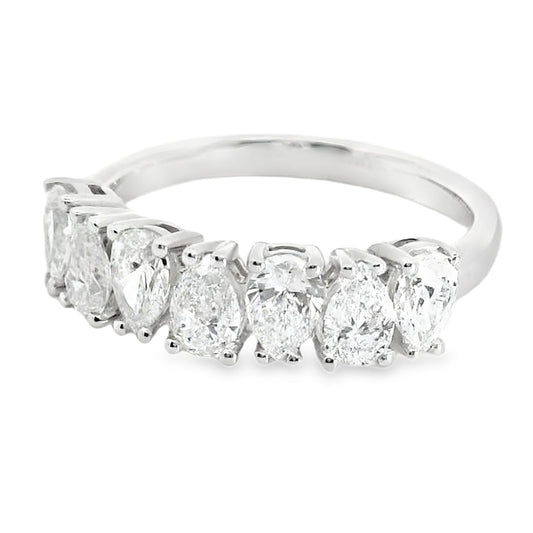 Platinum & Diamond 1.33ct Seven Stone Pear Cut Diamond Ring