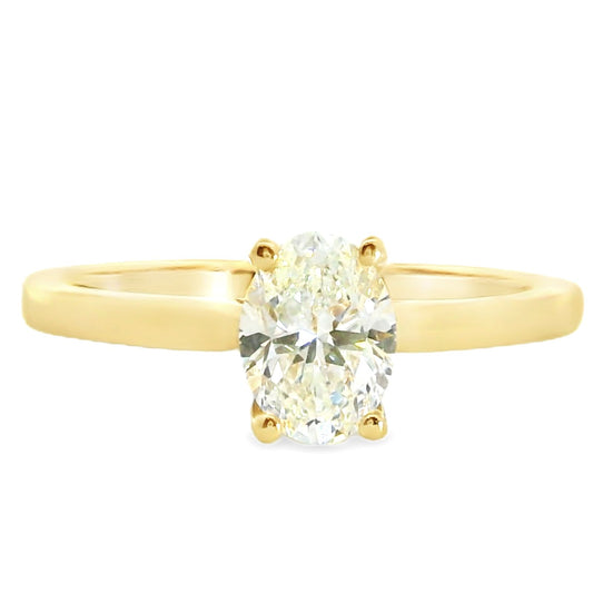 18ct Yellow Gold 0.70ct  Oval Natural Diamond Solitaire Ring