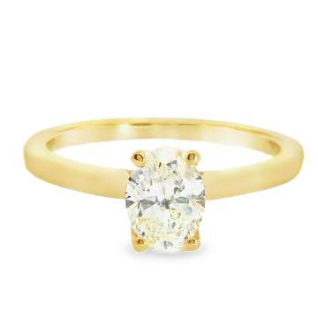 18ct Yellow Gold 0.70ct  Oval Natural Diamond Solitaire Ring