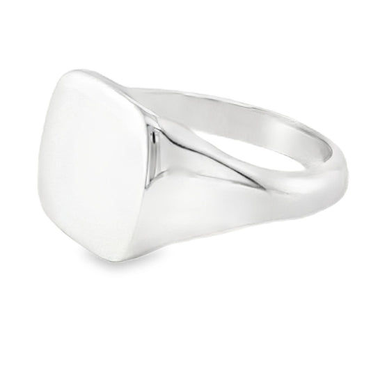 Silver Plain Cushion Head Signet Ring